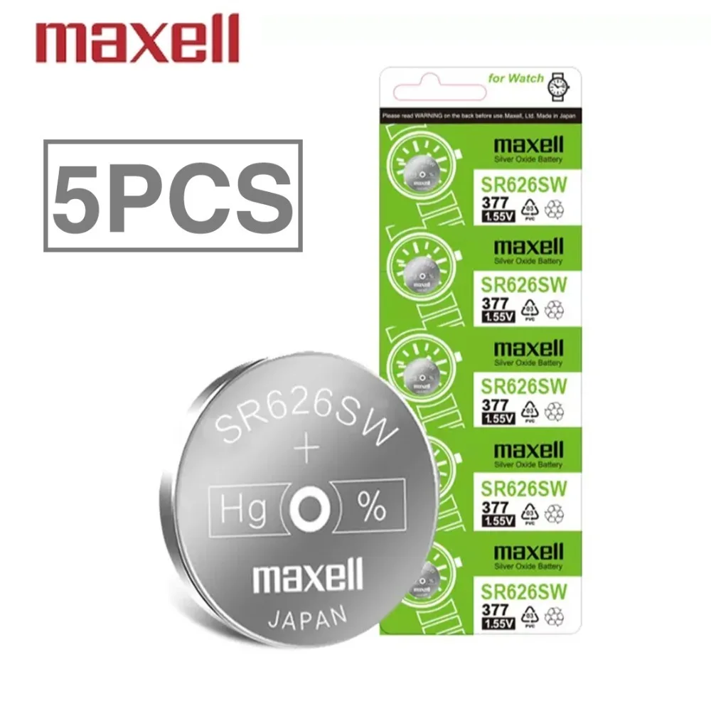 5PCS Original-MAXELL AG4 SR626SW V377 377A LR626 SR66 LR66 Watch Battery 1.55V Silver Battery Button Coin Cell for Toy Remote