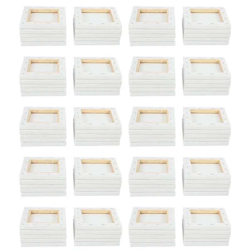 

100Pcs 15Cm White Blank Art Boards Mini Stretched Artist Canvas Art Board Acrylic Oil Paint Wood+Cotton For Painting