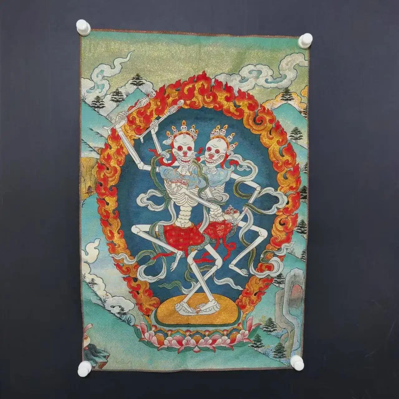 Tangka Embroidery Corpse Tornado Main Statue Chinese Home Decoration Hanging Painting