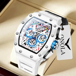 Luxury Watch Men's ONOLA Fashion Casual Multifunctional Silicone Tape Waterproof Quartz Watch White