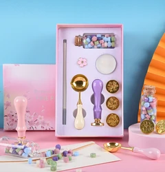 Kit de cachets de cire avec perles, 24 couleurs, ensemble de tampons de cire avec cuillère et bougies, pour sceller les enveloppes, décoration artisanale de mariage