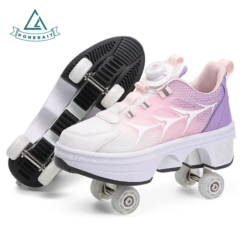 

PONERAIT Quad Roller Skates for Boys/Girls with Rotating Buckle Universal Fit Beginners Friendly Outdoor Use Ideal Gift