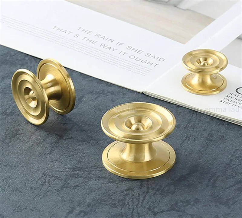 Simple Design Brass Furniture Handl Drawer Knob Gold Round Cabinet Door Wardrobe Cupboard Handles Cabinet Shoe Pulls