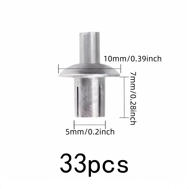 33 pcs 5*7mm Metal Drive Fasteners, Rust Resistant Metal, suitable for Daily DIY Projects, Expansion Lock Design