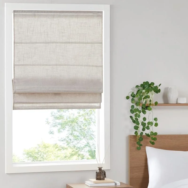 Modern Design Automatic Light Filtering Soft Fabric Smart Blinds with Alexa Google Motorized Roman Blinds for Bedroom