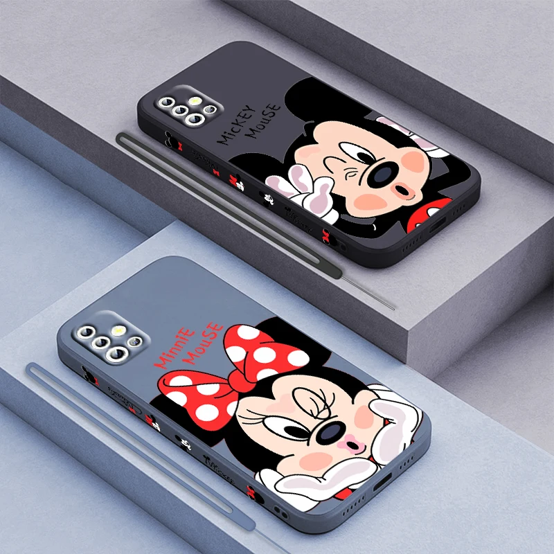 

Mickey Mouse Minnie Couple For Samsung Galaxy A71 A51 A81 A91 A41 A31 A21S A11 A01 A50 A30 A20S Liquid Left Rope Phone Case