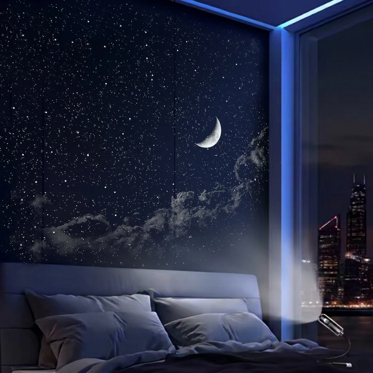 USB Plug in Projection Night Lamp Galaxy Starry Sky Theme Replacement Light Ceiling Decoration Projection Lamp for Home Bedroom