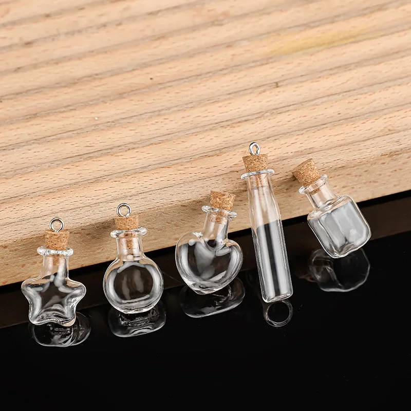100pcs Mini Clear Wish Glass Bottle Hook Cork Stopper Small Drifting Wish Bottles DIY Pendants