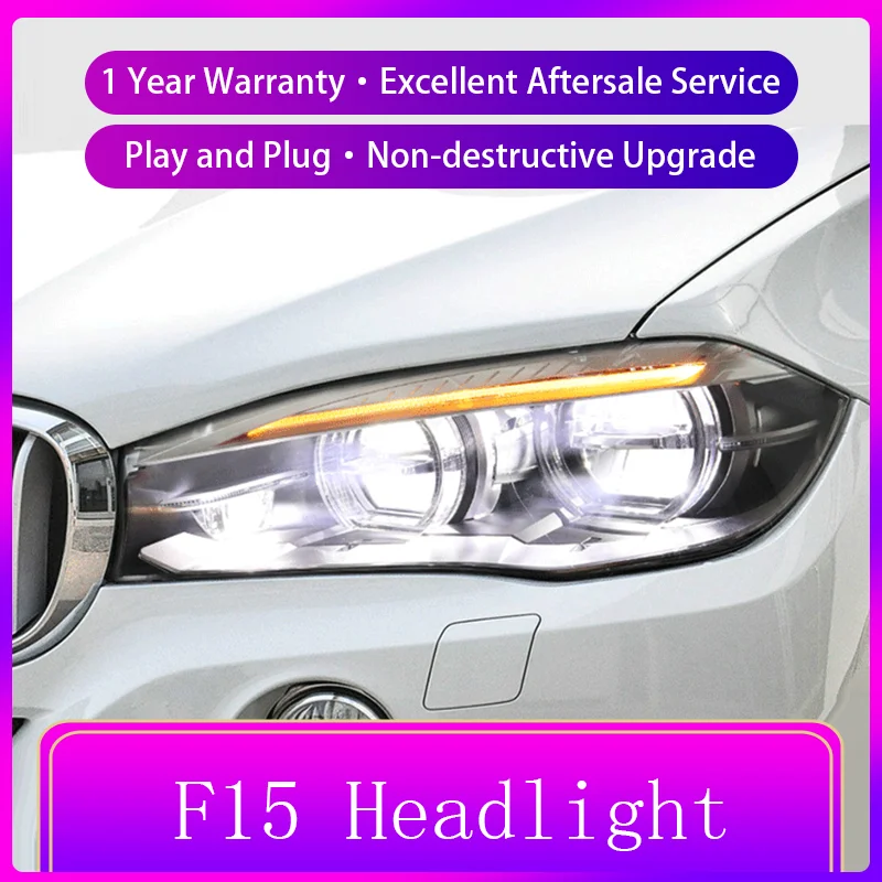 Car Styling For BMW X5 F15 2014-2018 Front Lamp DRL Headlight Turn Signal Highlight LED Bulbs Projector Len Auto Car Accessories