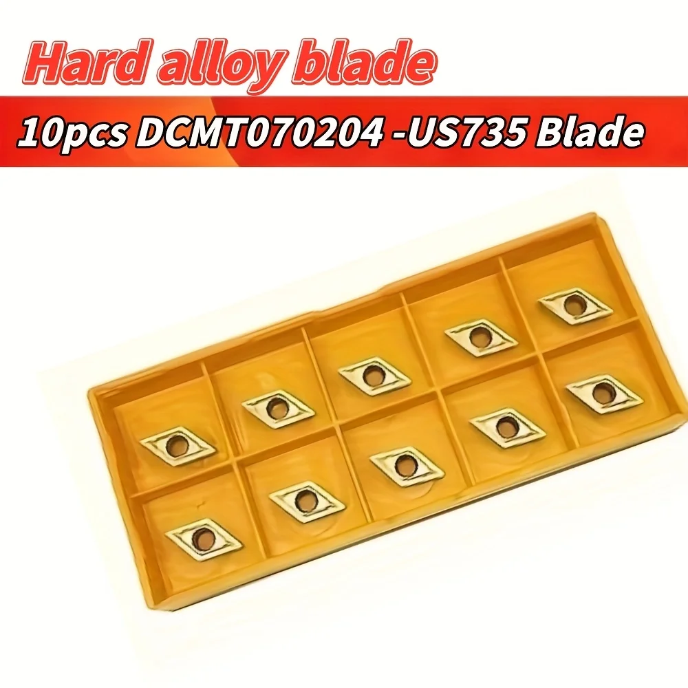 

10pcs DCMT070204-US735 Hard Alloy Turning Blades - CNC Lathe Blades for Steel, Stainless Steel, and Cast Iron