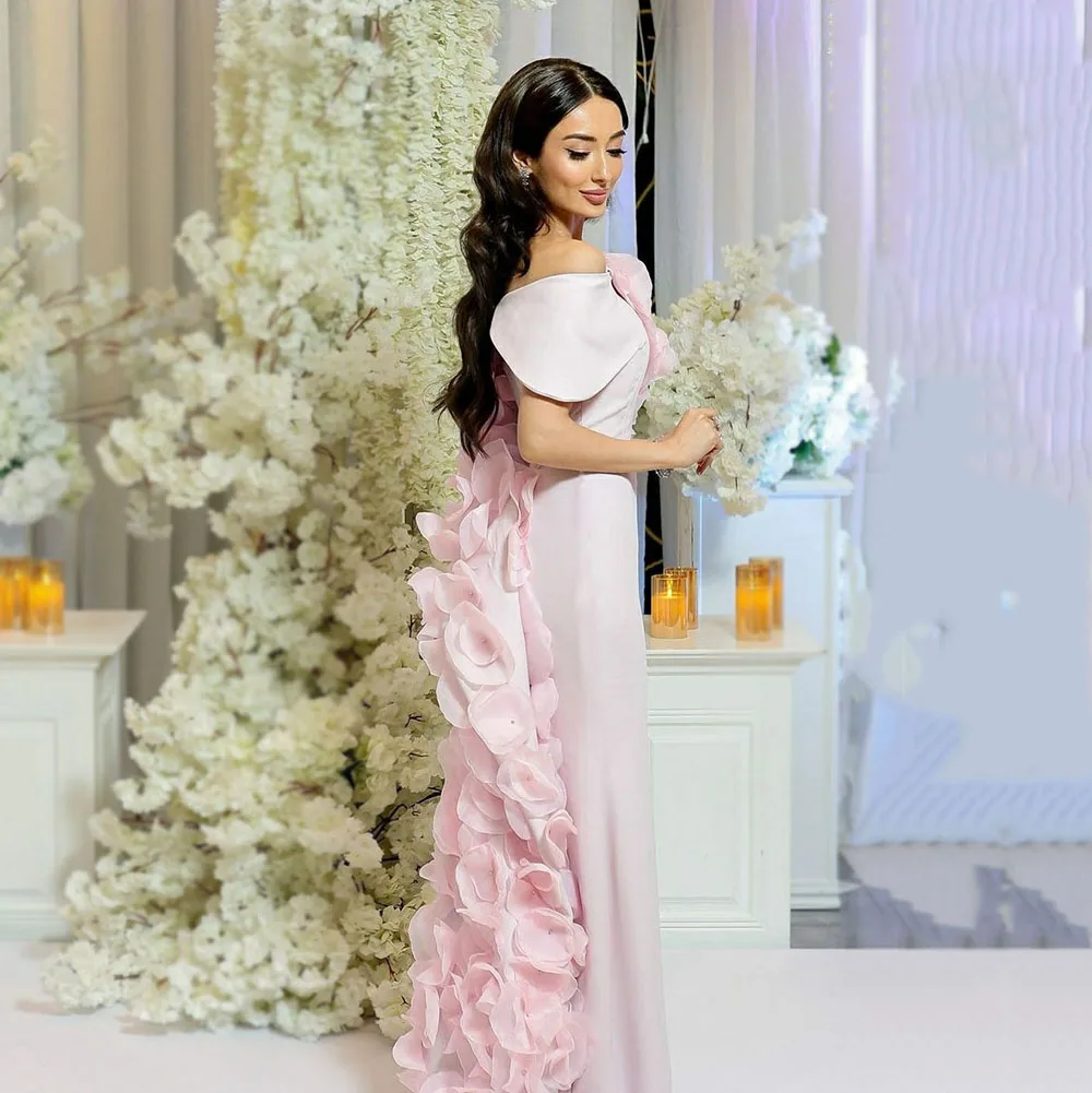 Msikoods Elegant Wedding Party Dress Women\'s Evening Dress Flower Birdesmaid Dress Crepe Birthday Dress Celebrity Formal Gown