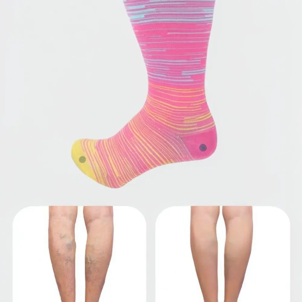 Plus Size Long Compression Socks For Outdoor Hiking Running Fitness Support Nylon Athletic Stockings High Elasticity