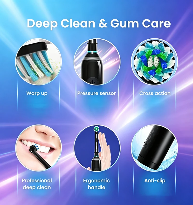 Oral-B Pro4 Electric Toothbrush 4 Modes Pressure Sensor 2 Minute Timer Rechargeable Smart Toothbrush with Brush Heads Brush Box gallery 5