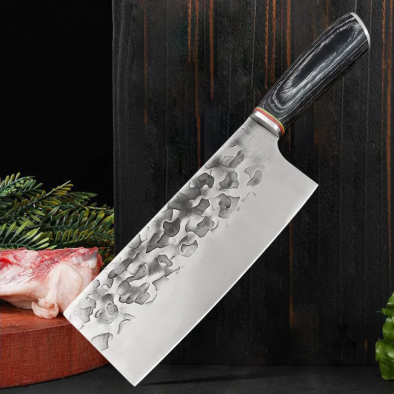 7 Zoll Küchenmesser 5 cr15 Edelstahl Fleisch hacken Hackmesser Fisch Gemüse schneiden Koch Metzger Messer mit Holzgriff