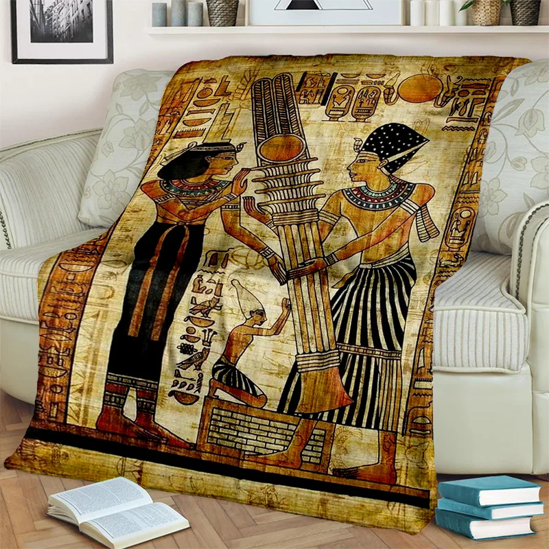 Pharaoh Egyptian Mythology Hieroglyphics Blanket,Soft Throw Blanket for Home Bedroom Bed Sofa Picnic Travel Office Cover Blanket