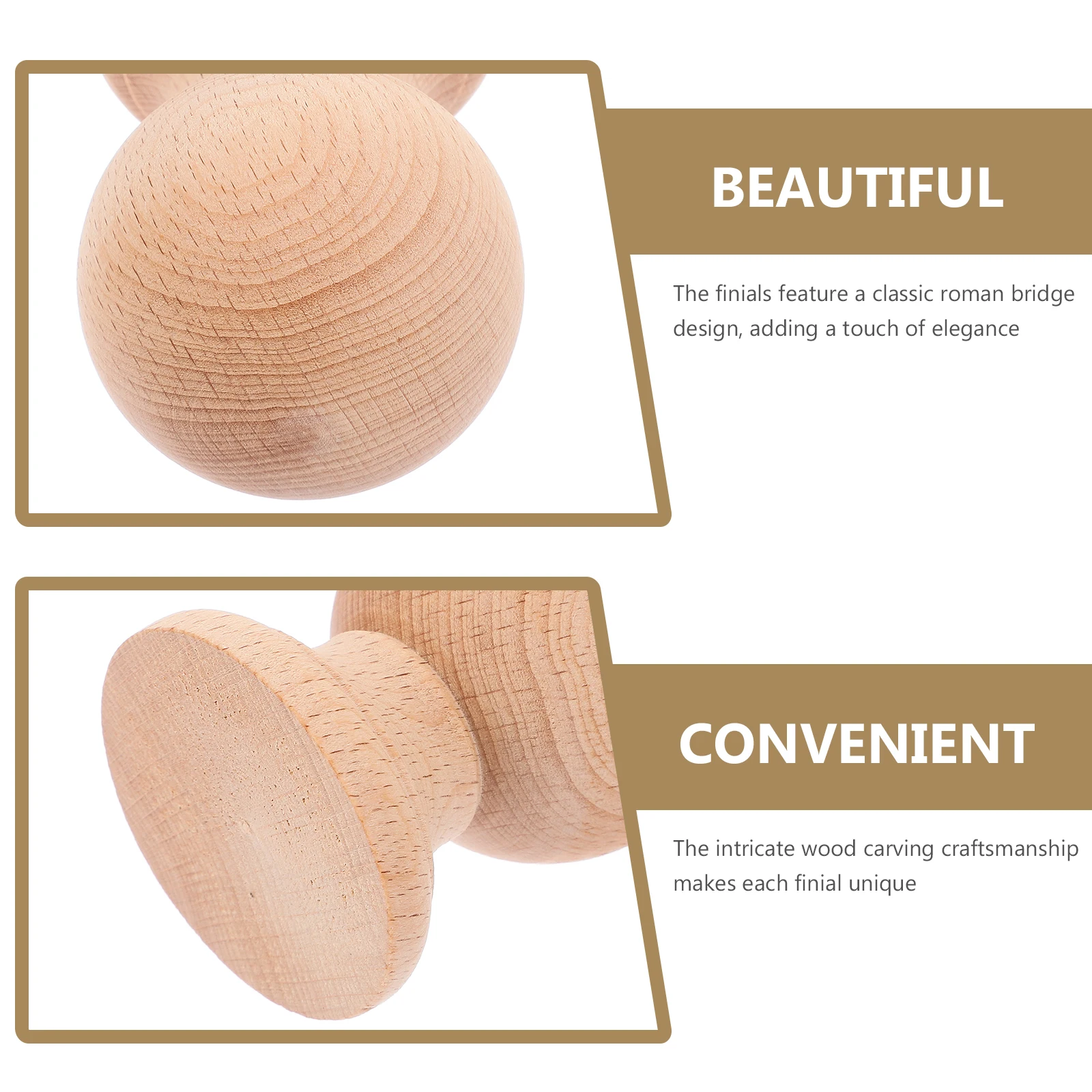 

Solid Wood Decorative Columns Curtain Rods Cap Finial The Fence Beige Finials Ends Only
