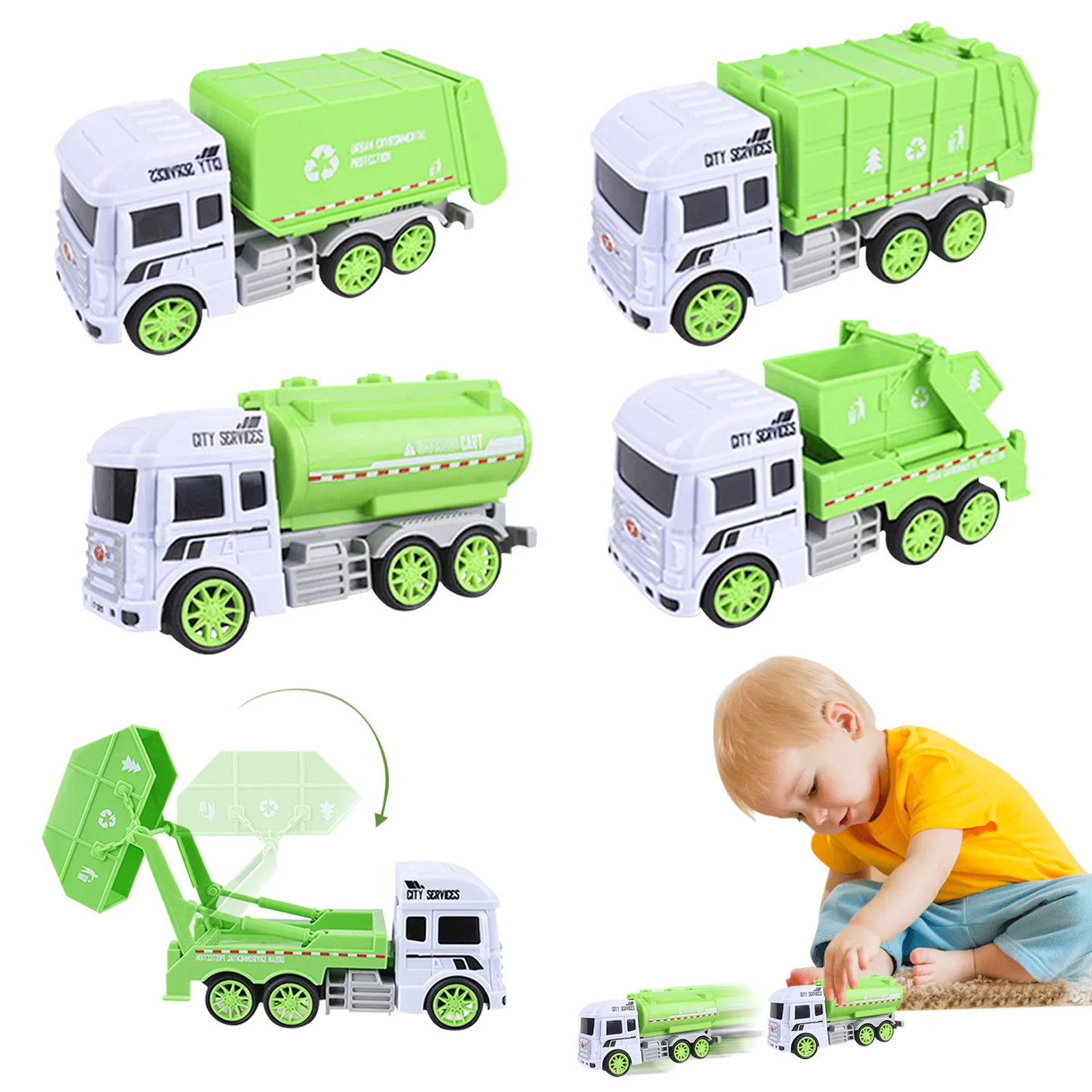 Garbage Truck Toys For Boys Gift Sanitation Car Boys Toys Boys Girls Kids Toddler Car Toys Car Model Children Toys juguetes New