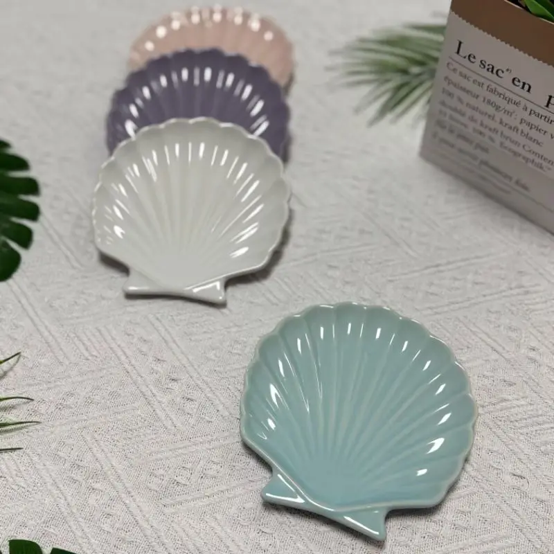 15Cm New Ceramic Shell Plate Breakfast Inventory Heart Cake Plate High Value Exquisite Lace Plate