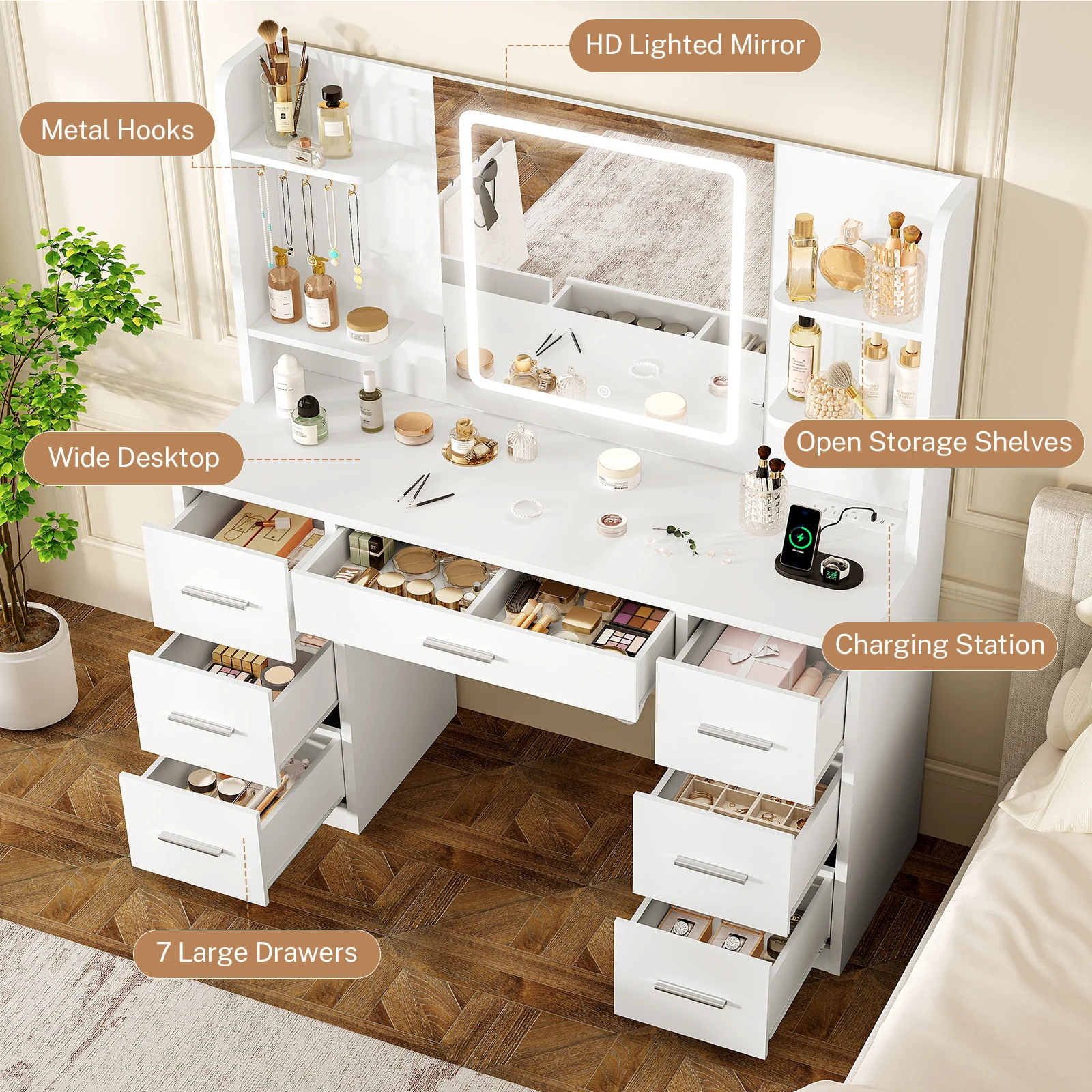 LED 조명 거울과 전원 콘센트가 있는 대형 화장대,  - Home Outlet Bathroom Mirrors 리뷰 및 가격