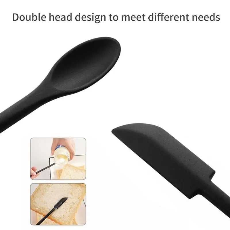 Mini Silicone Scraper Cosmetics Last Drop Reusable Spoon Scooper Tool Long Handle Dual Ended Scraper For Jam Seasoning Makeup