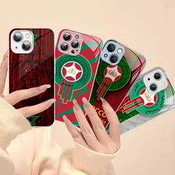 M-Morocco Flag Phone Case For iPhone 15 13 12 Mini 11 Pro XS Max X XR 14 Plus Tempered Glass Cover