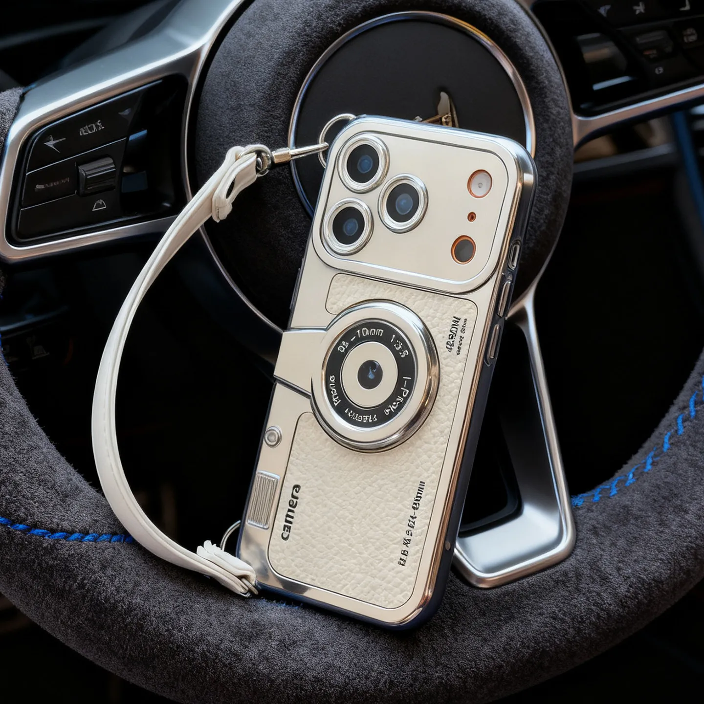 Luxury Retro Stereo Camera Hand with Lanyard Phone Case For 