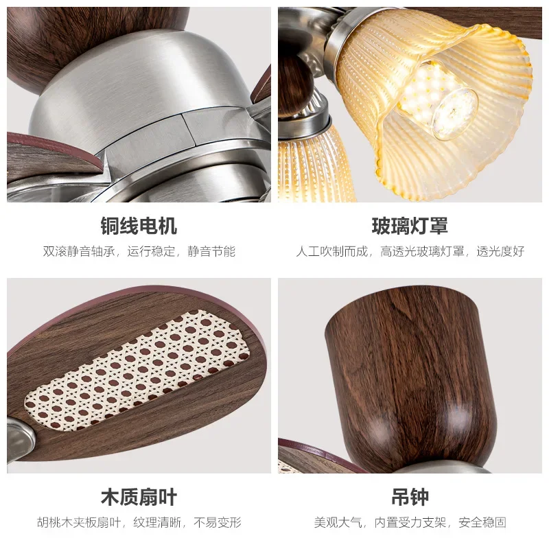 Nordic Style Ceiling Fan Lamp Quiet Electric Fan 2026 New Model High Wind Power Suitable for Dining Room Bedroom Living Room