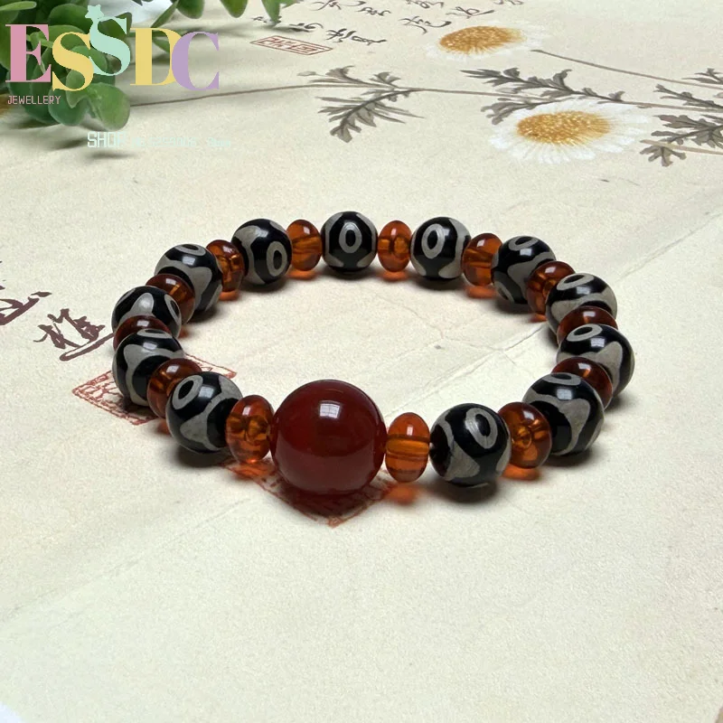 Exquisite jewelry Dzi bead agate bracelet original small particle Tibetan style bracelet for men and women daily wear gift