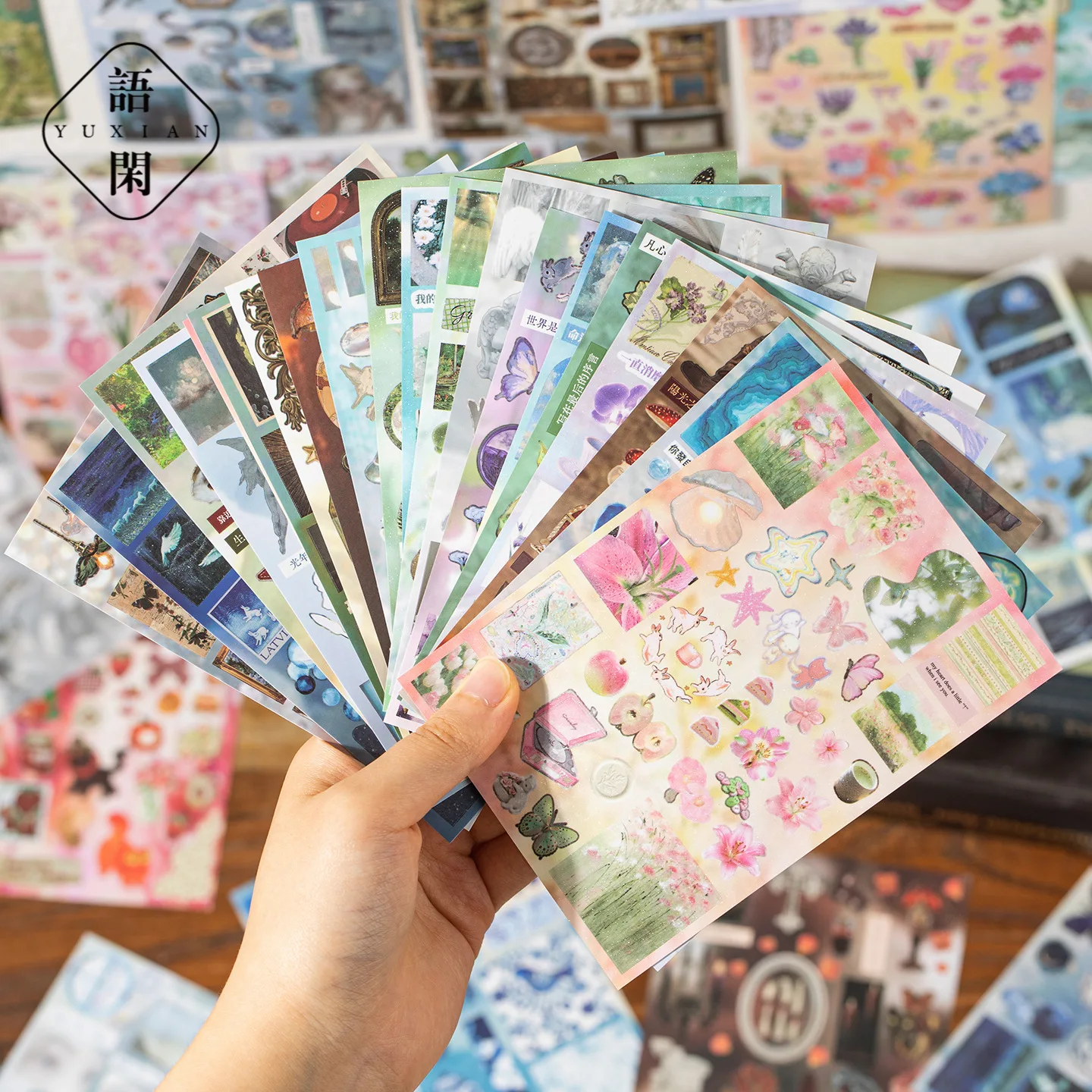 JCAC 30pcs/bag Die-Cut Sticker Book, Mirror Tide Vintage Retro Student Journal DIY Scrapbooking Stickers