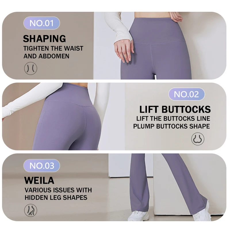 Women's Fitness Tight Hip Lifting High Waist Sweatpants For Slimming And Slimming Elegant Yoga Bell Bottoms