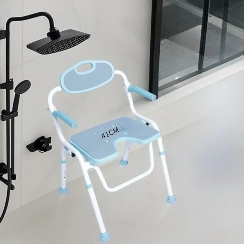 

220lb Capacity Mobile Bath Chair for Adults Bathroom Furniture Aids Heavy Duty Shower Chair Aluminum Alloy Foldable Shower Seat