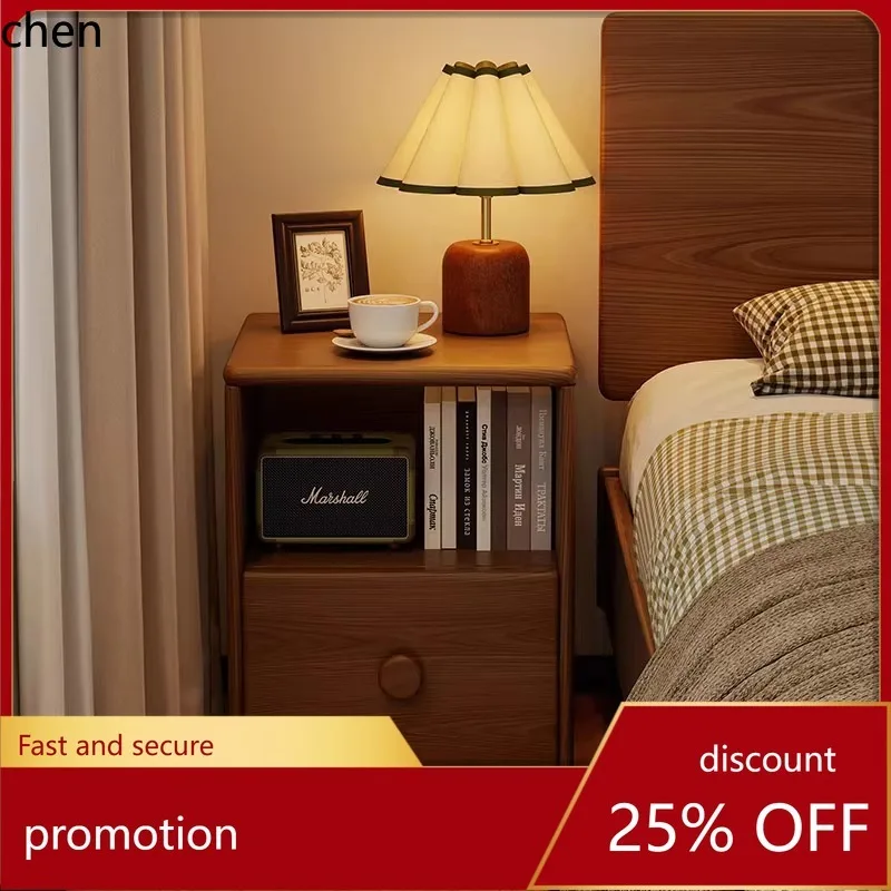 

CZ All Solid Wood Bedside Table, Vintage Style, Simple Home Bedroom Storage Cabinet, Small Bedside Storage Cabinet