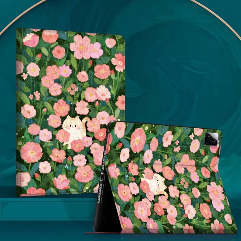 Popular Cat Art Flower For Xiaomi Redmi Mi Pad 4 5 6 6s 7 7s SE Pro 2 11 Plus Max 12.4 11 11.2 12.5 8.7 inch Tablet Case