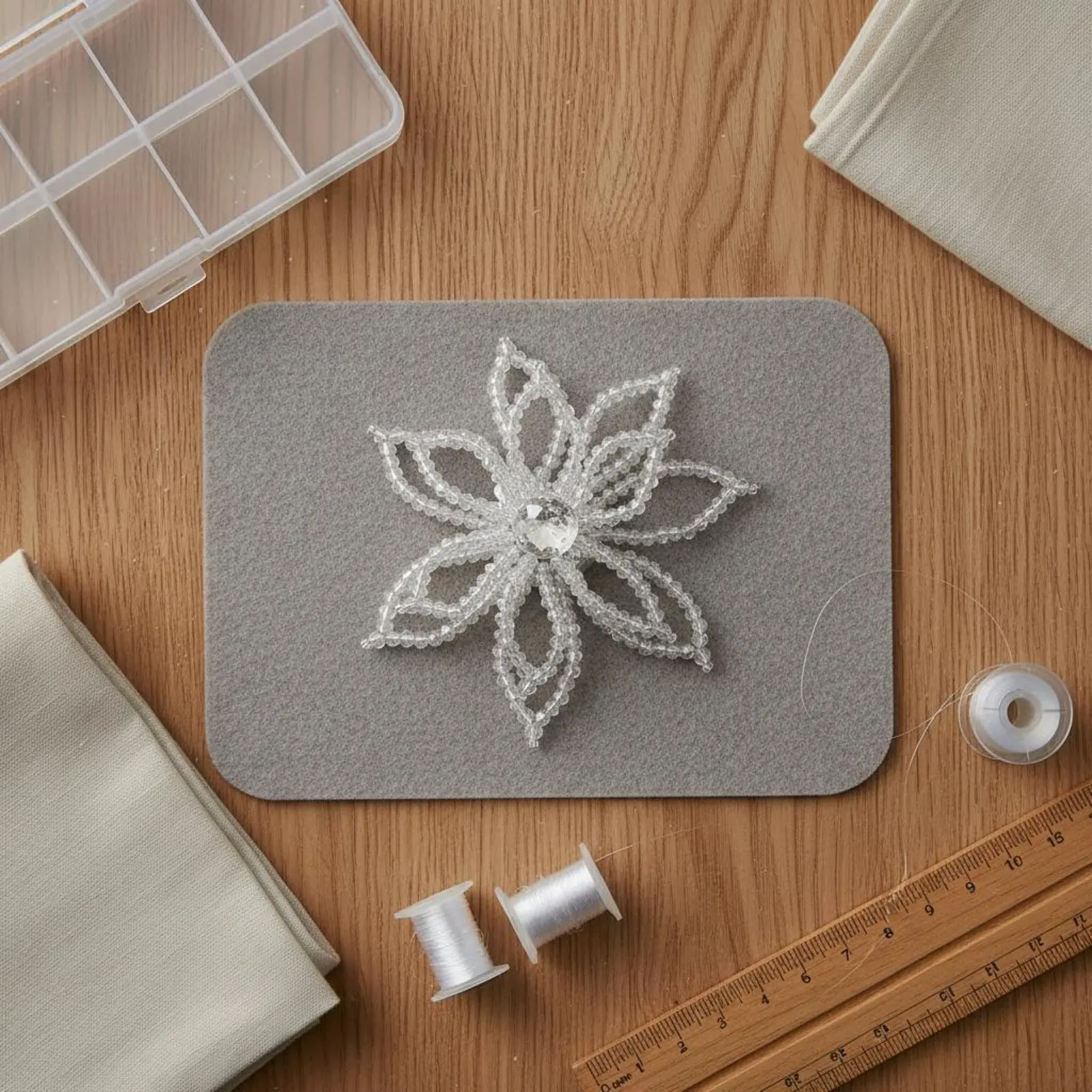 Crystal Flower Embellishment Intricate Design Beaded Snowflake Embellishment Sew-on Crystal Flower Korean Design DIY Brooch