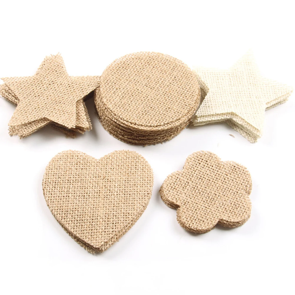 

20pcs Burlap Pieces naments for DIY Christmas Decorations Fabric Cutouts Crafts Unfinished Shapes Retro Style