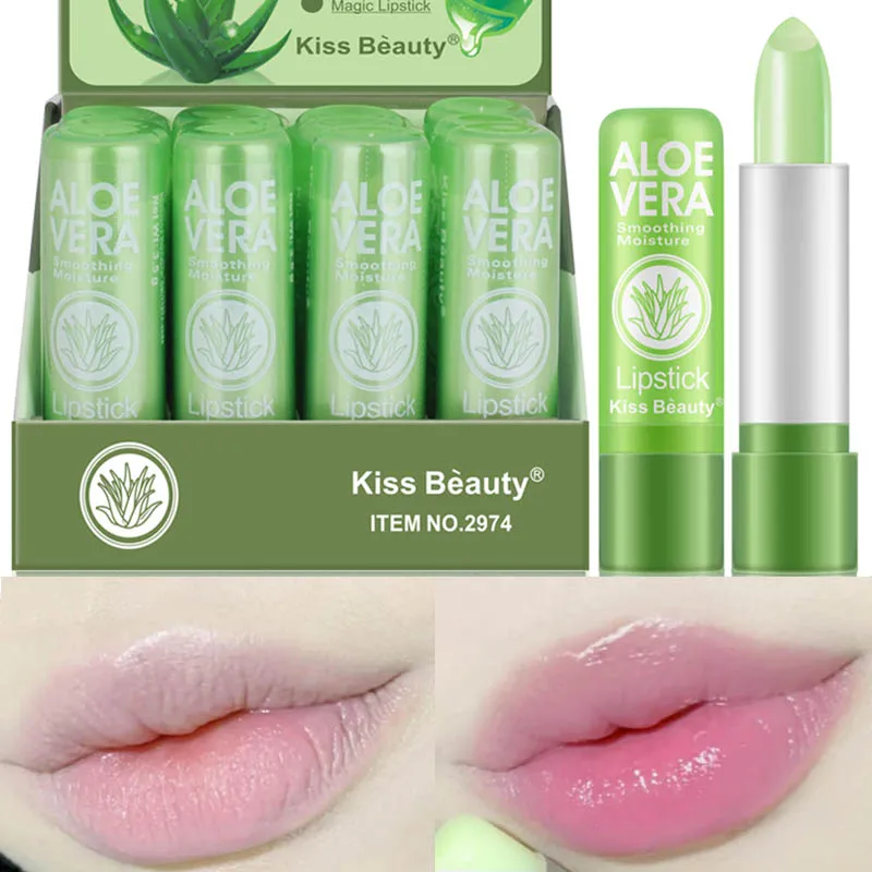 

Aloe Vera Lip Balm Moisturizing Temperature Color Changing Lasting Lipstick Nourish Anti-drying Lips Care Makeup Cosmetics 1pcs