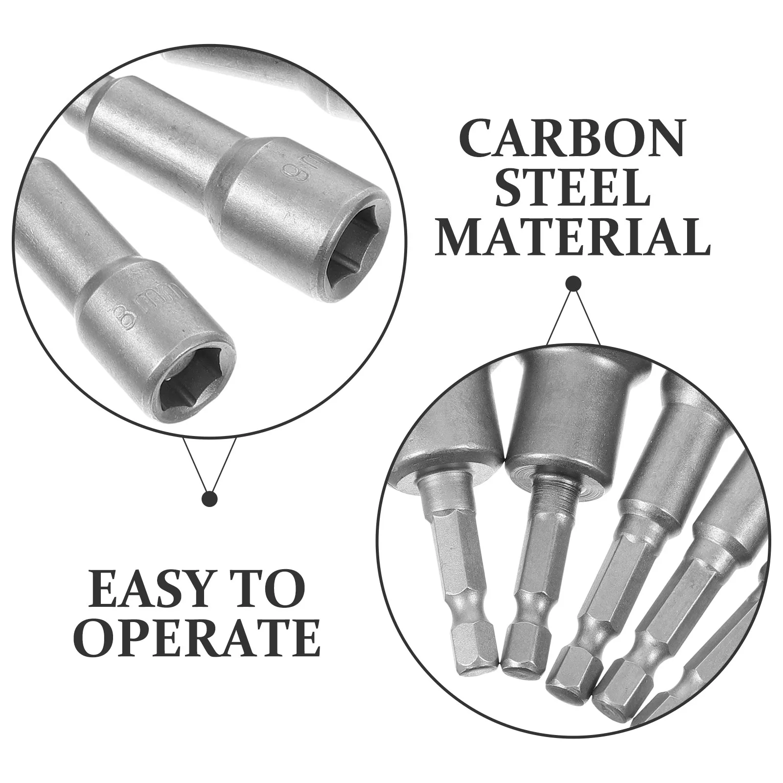 1Set Hex Nut Driver Assortment Bit Set Carbon Steel Bolt Extractor Drill Adapter Compatible with Rechargeable Electric