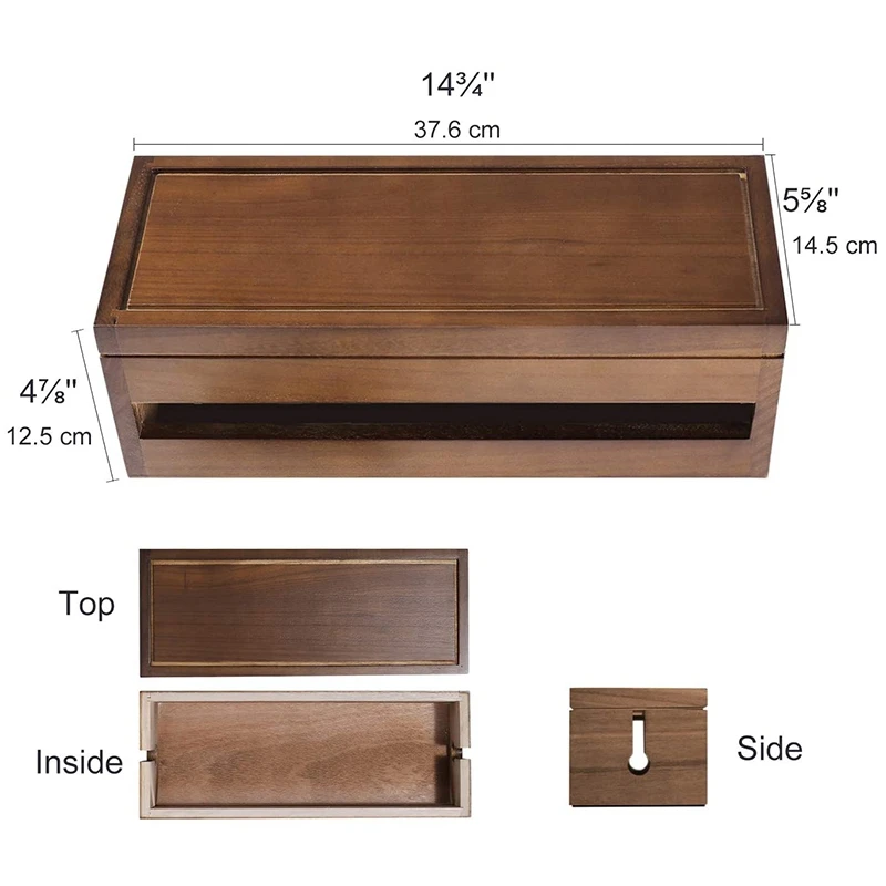 Scatola di gestione dei cavi 2X scatola Organizer per cavi in legno per cavo di prolunga cavo di protezione contro le sovratensioni a righe di alimentazione (colore caffè)