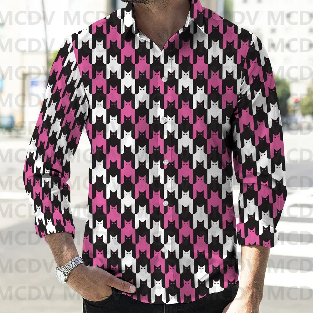 Men's Retro Camouflage 3D Printed Casual Long Sleeved Shirt Button Down Shirts Spring Mens Casual Lapel Shirt