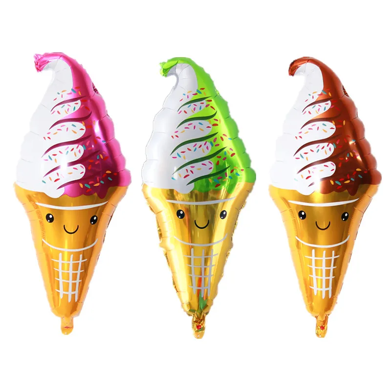 

Large Three-Color Birthday Ice Cream Aluminum Foil Balloon Kids Birthday Party Decorative Background Summer Baby Bath