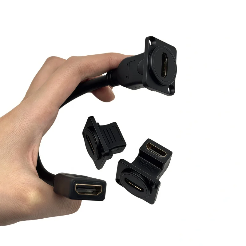 D-shaped round hole module HDMI direct plug-in motherboard and high-definition video dual-connection bend head network module