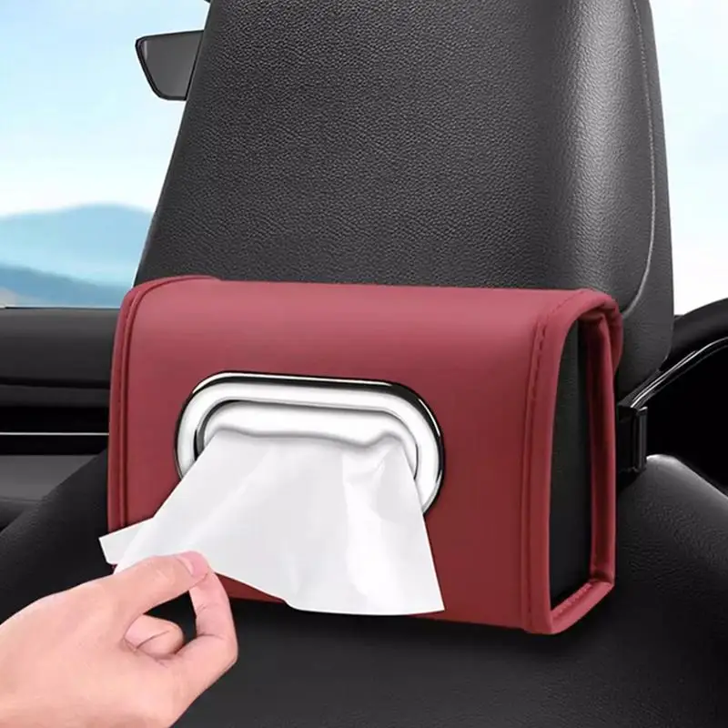 

Car Tissue Box Holder Nappa Leather Car Center Console Armrest Napkin Box Sun Visor Backseat Tissue Case With Fix Strap dropship