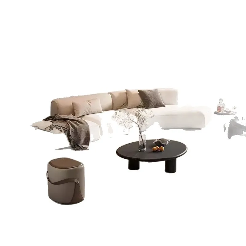 

Modern visual solid wood fabric sofa living room 2025 new business office reception light luxury high sense