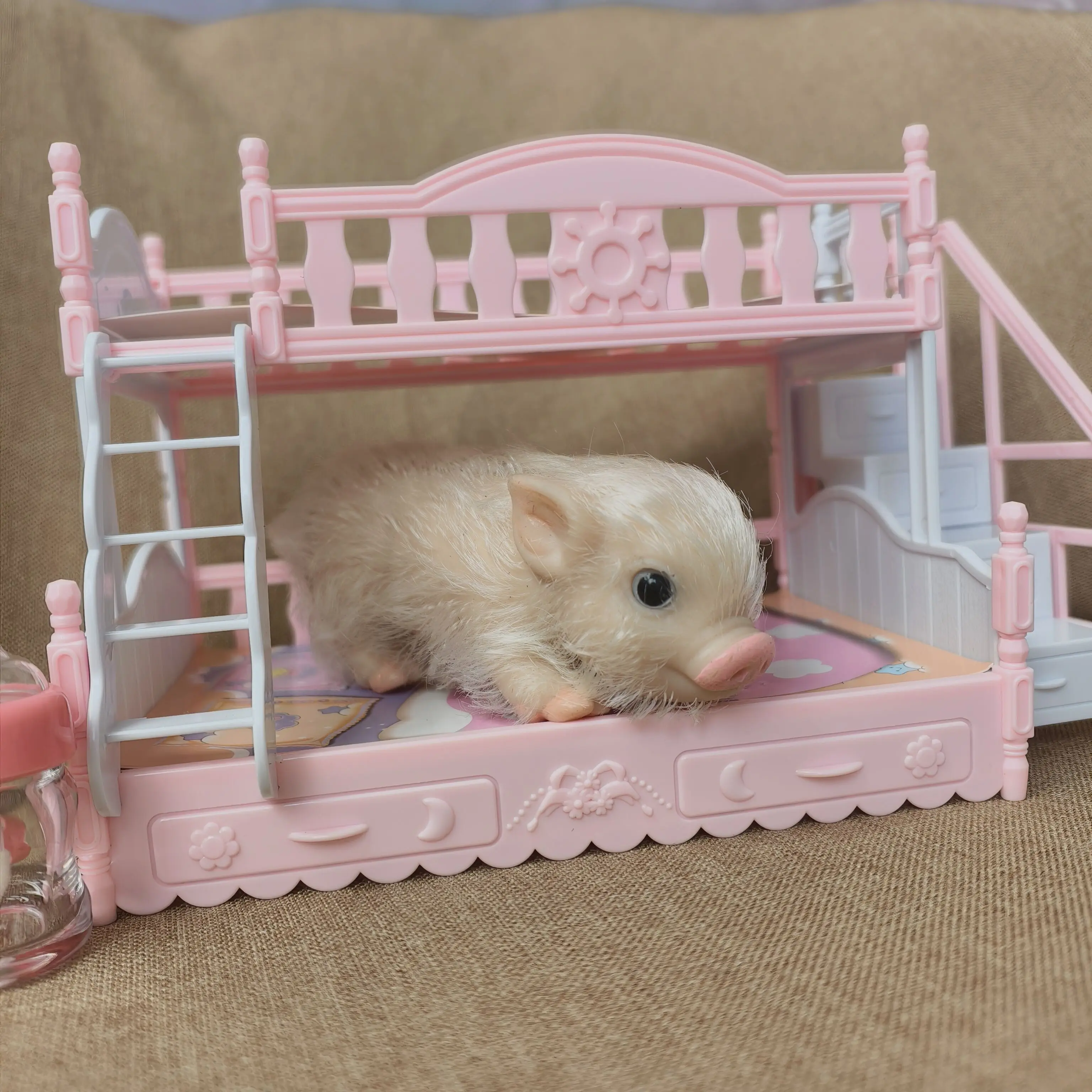 5 Inch Silicone Piglet Doll - Soft Cute Mini Realistic Reborn Newborn Animal with Accessories Decompression Lifelike Toy Gift