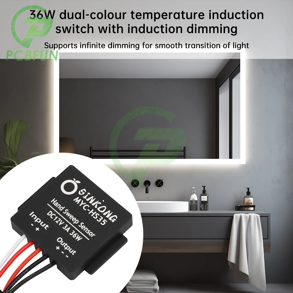 DC12V 3A 36W Dual Color Temperature Electrodeless Dimming Sensor Switch Single Dual Color Intelligent Hand Sweep Sensor Switch