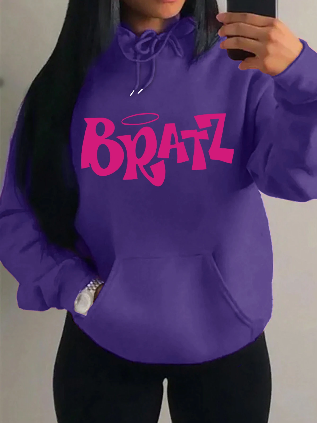 Y2K Bratz Letter New Prints Women Hoody Creativity Pocket Streetwear Casual Multicolor Clothes Autumn Hip Hop Tops For Female