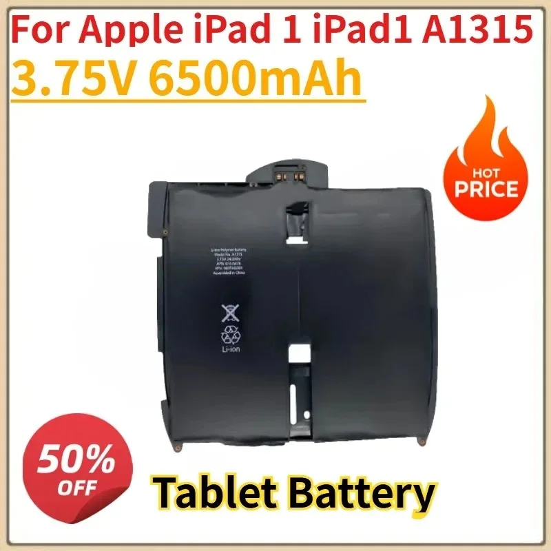 

New Tablet Battery 3.75V 6500mAh For Apple iPad 1 iPad1 A1315 A1219 A1337 616-0448 616-0478 969TA028H Replacement Battery