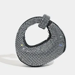 Small Niche Design Full Diamond Dumpling Bag Handbag Socialite Dinner Bag Casual Versatile Handbag Rhinestone Bag