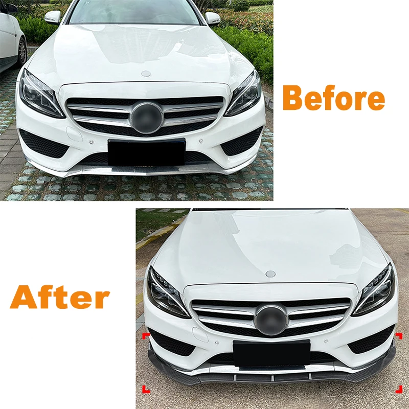 Front Bumper Lip Splitter Diffuser Body Kit Spoiler Bumper Guard Protector For Mercedes C-Class W205 C180 C200 260 2015-2018 AMG