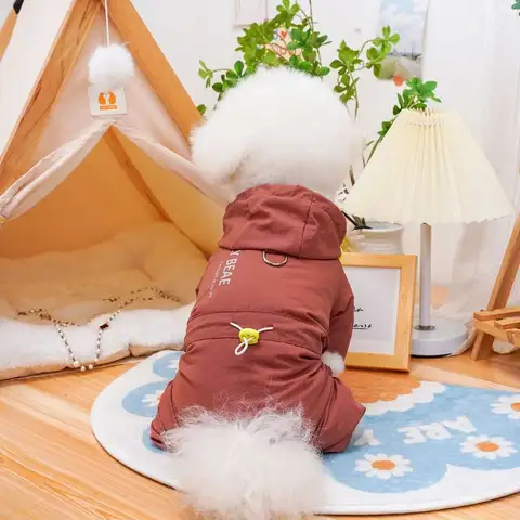 패션 4 다리 개 옷 편안한 엉망 방지 개 점프 슈트 봄 여름 가을을위한 후드 애완 동물 의류와 방풍